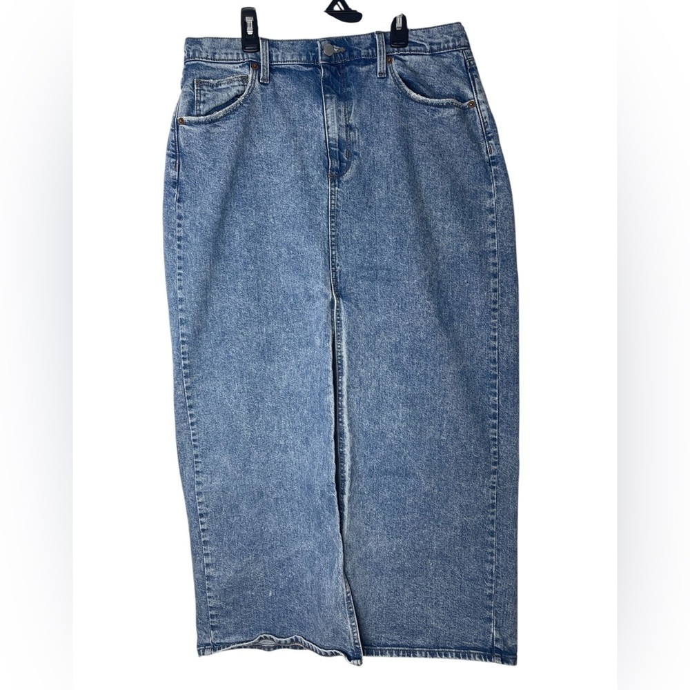 Universal Thread High Rise Denim Maxi Skirt Medium Wash Slit Western Size 14 - Picture 4 of 14